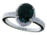 Oval Natural Emerald & Diamond Ring