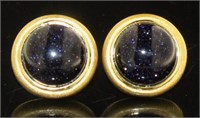 Cabochon Blue Goldstone Earrings