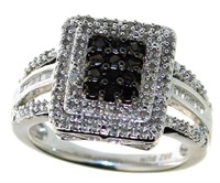 Elegant 1.00 ct Black & White Diamond Ring