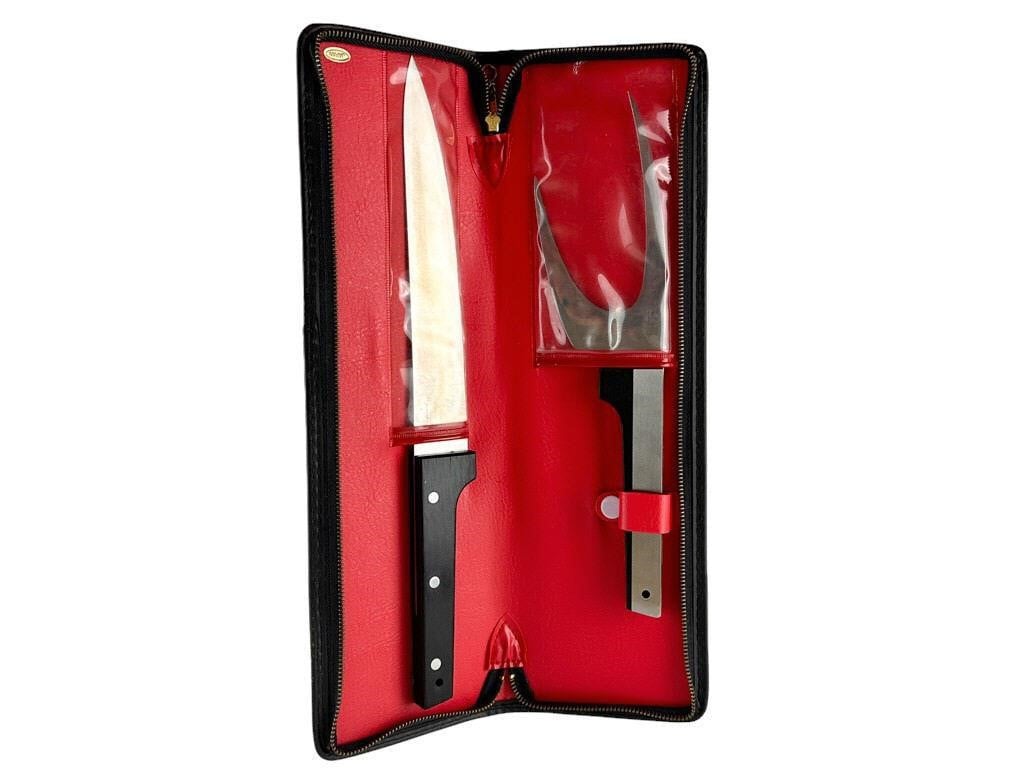 Vernco Black Angus Carving Knife & Aid w/ Case