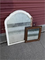 Vintage wooden mirrors 28”x22” & 15 1/2”x15 1/2”