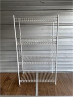 White metal shelving unit 23”x12”x40”