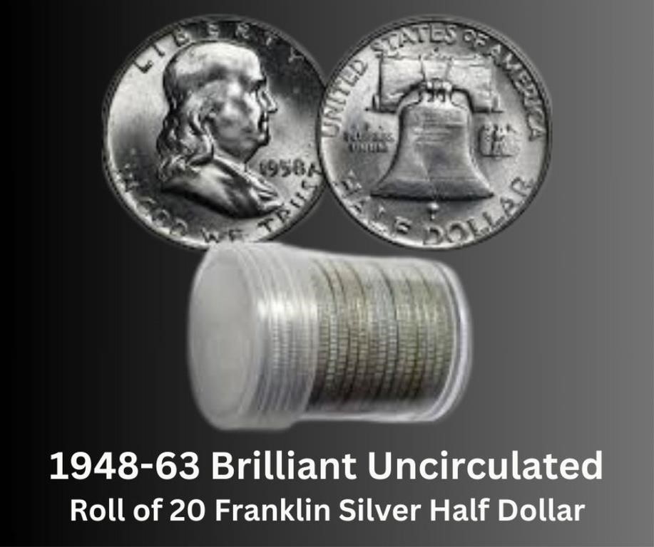 1948-63 Uncirculated Franklin Silver Half Dollar