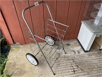 Folding Wire Basket 2 Wheel Shopping Cart