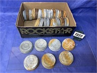 39 Antique Canning Jar Lids w/Glass Inserts
