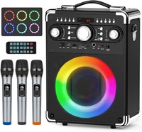 HWWR 3-Mic Karaoke Machine w/ DJ Lights