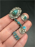 Sterling silver turquoise native ring lot