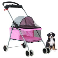 BestPet 4-Wheel Pink Pet Stroller