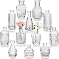 Artcome 12pc Mini Glass Bud Vases