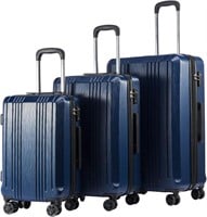 Coolife 3-Pc Luggage Set, Navy