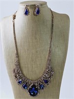 Modern Blue Glass Necklace Set