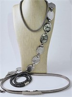 Silver Toned Belts & Swarovski Bracelet Lot