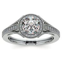 Vintage Style Halo Engagement Ring White Gold