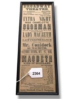 1849 Theatre Flyer Charlotte Cushman Lady Macbeth