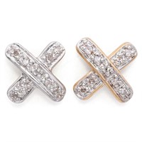 Estate Genuine Diamond 14K Gold Stud Earrings