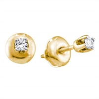 14k Yellow Gold Genuine Diamond Stud Earrings