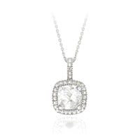 Genuine White Topaz & Diamond 14K Gold Pl Necklace