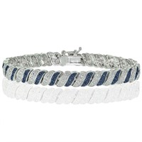 Genuine Blue Diamond Wave Link Tennis Bracelet
