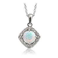 Genuine Topaz Diamond & Opal Sterling Necklace