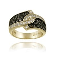 Genuine Diamond & White Topaz 18K Gold Pl Ring