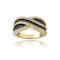 Genuine Topaz & Champagne Diamond 18K Gold Pl Ring