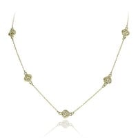 14K Gold Pl Love Knot Flower Chain Necklace