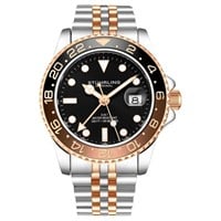 Stuhrling Aqua-Diver Men's 2 Tone Black Gold Watch