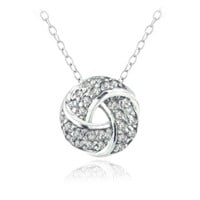 Genuine Diamond 14K Gold Pl Love Knot Necklace
