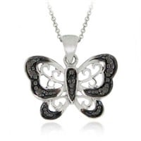 Genuine Diamond 14K Gold Pl Butterfly Necklace