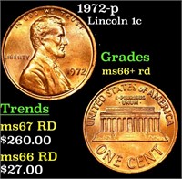 1972-p Lincoln Cent 1c Grades GEM++ RD
