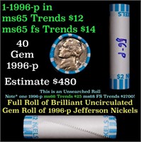 BU Shotgun Jefferson 5c roll, 1956-p 40 pcs Bank $