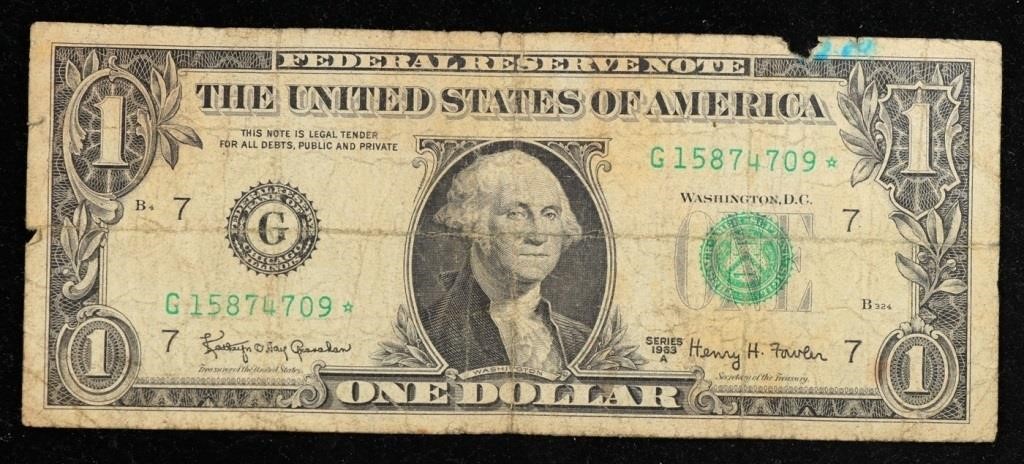 **Star Note** 1963A $1 Green Seal Federal Reserve