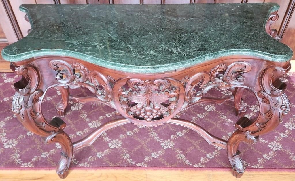 Carved Walnut  French Louis XV Console Table