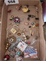 LOT COSTUME JEWELRY PINS & SUCH