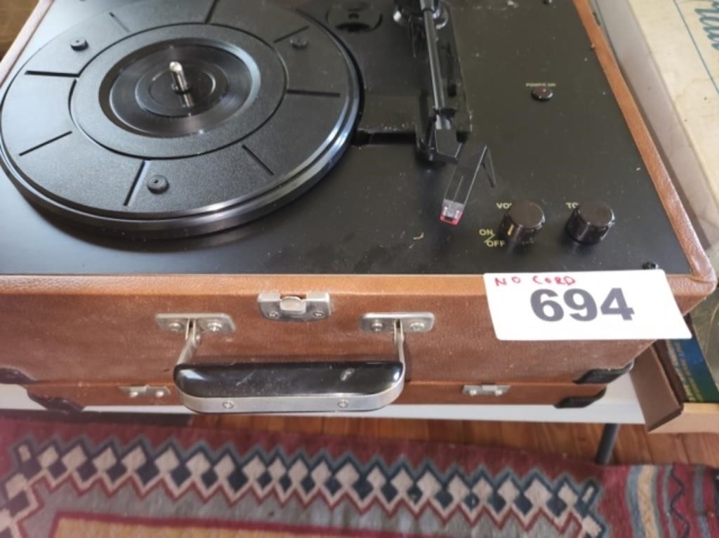 SUITCASE RECORD PLAYER- NO POWER CORD