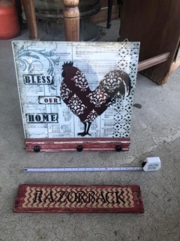 Rooster Bless our Home + Razorback Sign