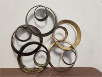 Metallic Rings Circles Wall Art Sculpture, Rustic