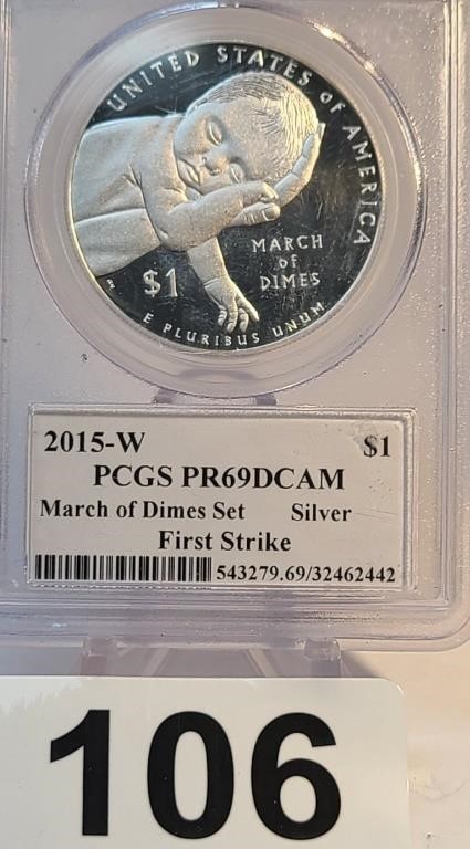 PCGS PR69 DCAM 2015-W March of Dime Silver Dollar