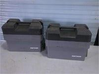 2 toolboxes with shackles, threaded rod, misc