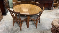 Rattan Round Table and Four Chairs
