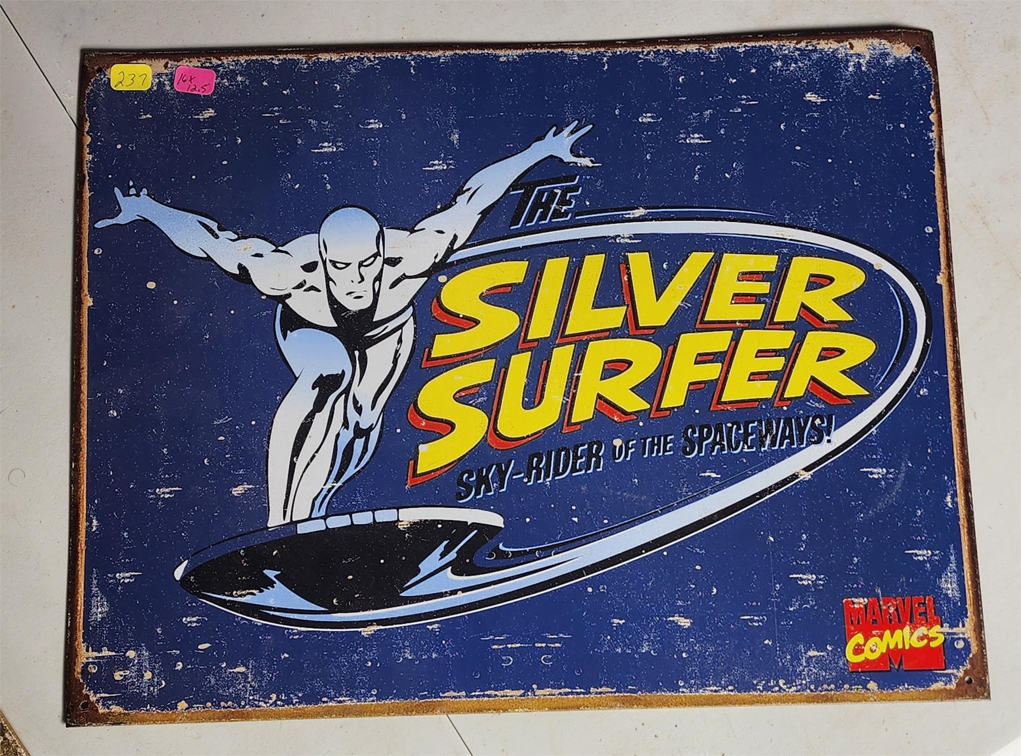Metal Silver Surfer Sign