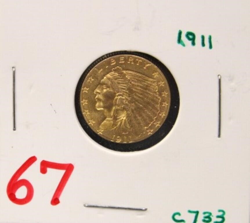 1911 $2 1/2 INDIAN HEAD GOLD PIECE