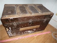 Antique Wood Compact Steamer Trunk