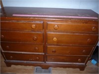Mid Century Wood 8 Drawer Compact Dresser Chest