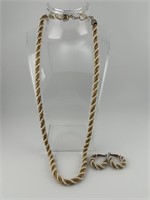 Vintage Pearl and Gold Tone Rope Necklace