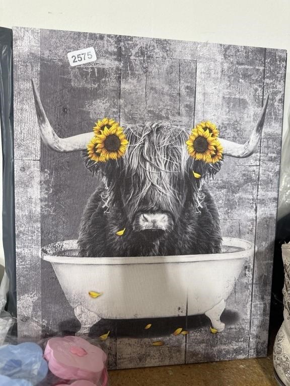 Lot of 5 bull with sunflower sitting in a bathtub