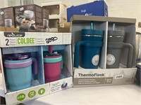 Lot of (2) Pairs of Cups - (2) Thermo Flask