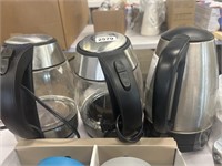 Lot of (3) Glass/Metal Electric Kettles