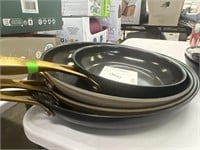 Lot of (4) GreenPan Cooking Pans and (1) Winco