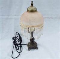 Art Deco style beaded pink glass shade bedside